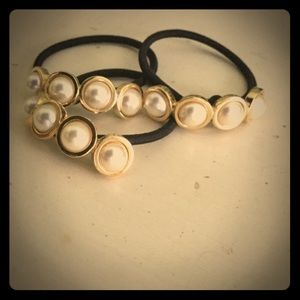 3 pearl style gem hair pieces